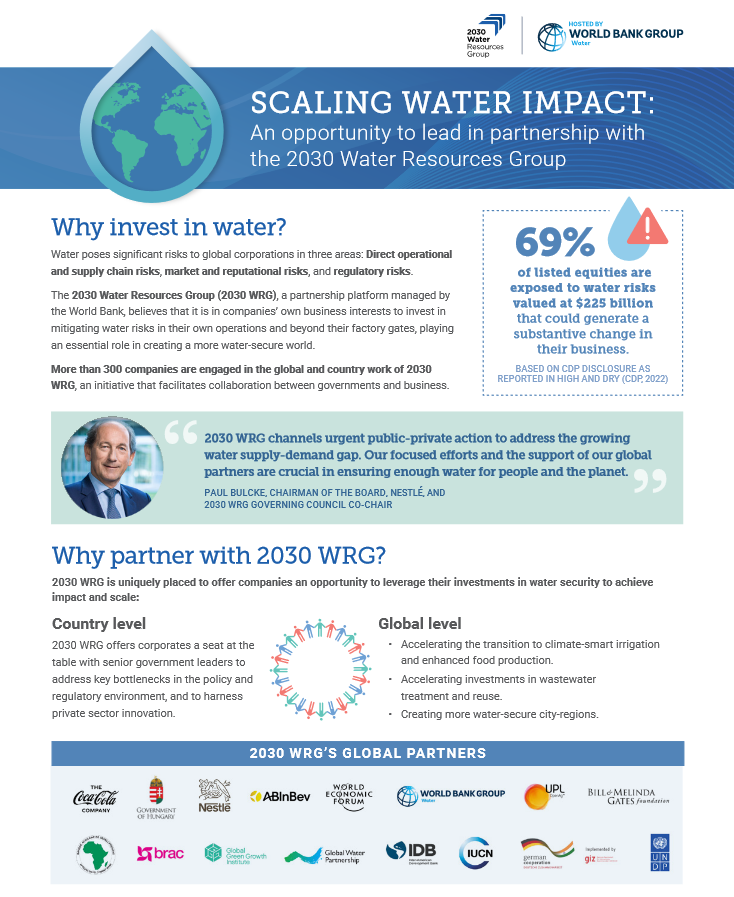 SCALING WATER IMPACT: An opportunity to lead in partnership with the 2030 Water Resources Group